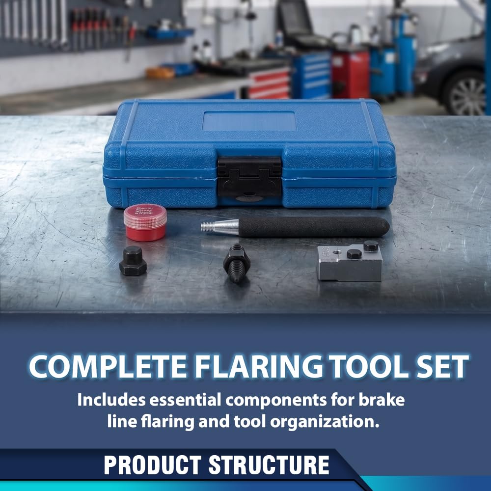 PIT66 3/16 Inch Brake Line Flaring Tool Kit, Double Flare Tubing Tool,