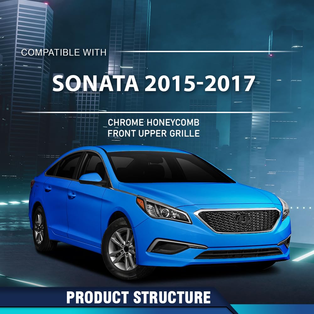 PIT66 Front Bumper Upper Grille Fit Hyun.dai Sonata 2015-2017