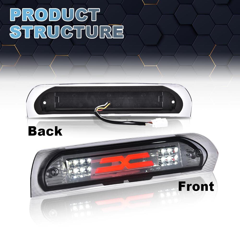 PIT66 LED 3rd Brake Light Fit 02-08 Dodge Ram 1500 Chrome Housing