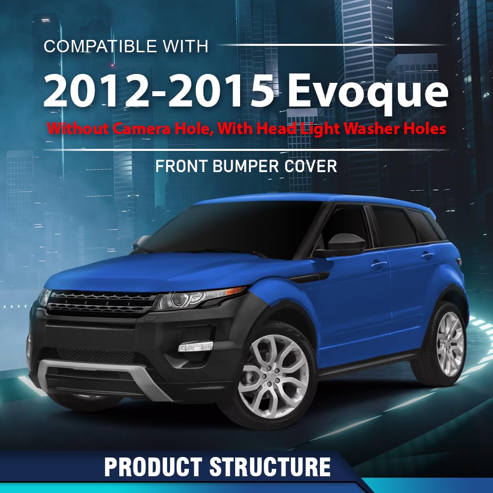 PIT66 Front Bumper Cover Fit Range Rover Evoque 2012-2015 101-59170C Black
