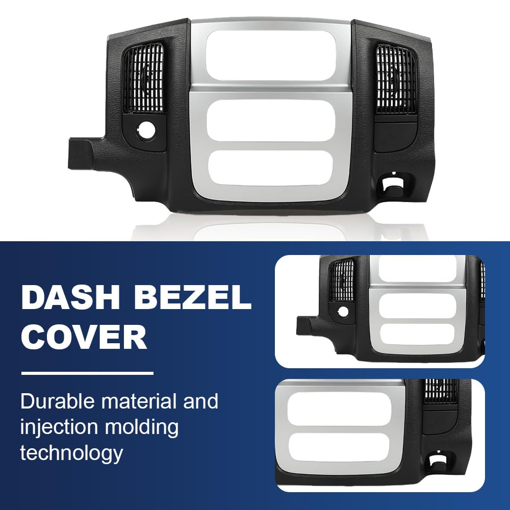 PIT66 Dash Climate Radio Trim Bezel Fit Dodge Ram 2002-2005 Black