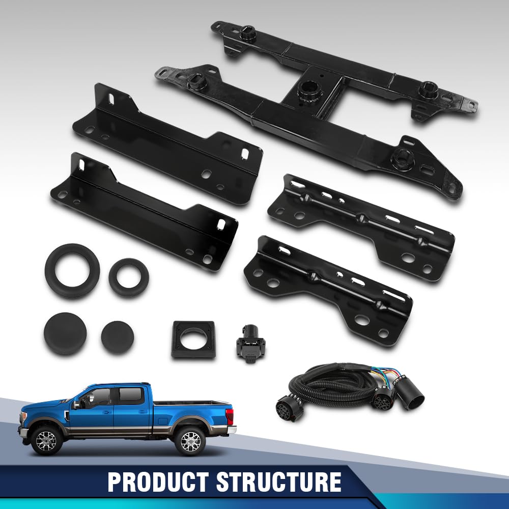 PIT66 5th Wheel Gooseneck Trailer Hitch Package Kit Compatible with Ford F250 F350 F450 F550 Super Duty Truck 2017 2018 2019 2020 2021 2022, Fit 6.75' Or 8' Bed Lengths LC3Z-5F057-A Black