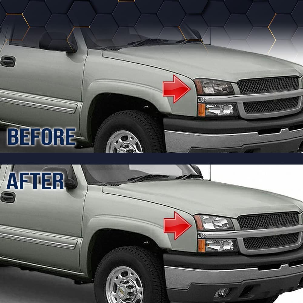 PIT66 Headlight Lens Cover Compatible with Chevy Silverado 2003-2007 Clear