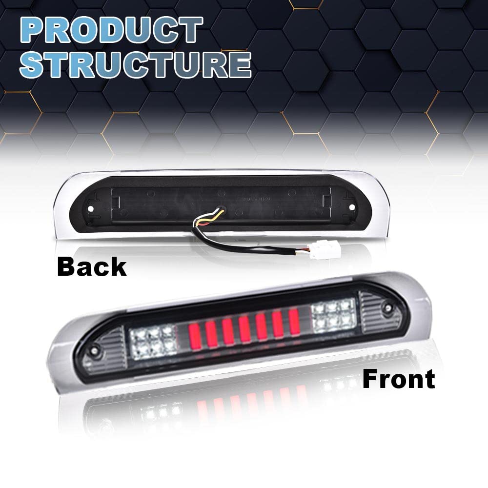 PIT66 LED 3rd Brake Light Fit Dodge Ram 1500 2002-2008 Chrome Housing