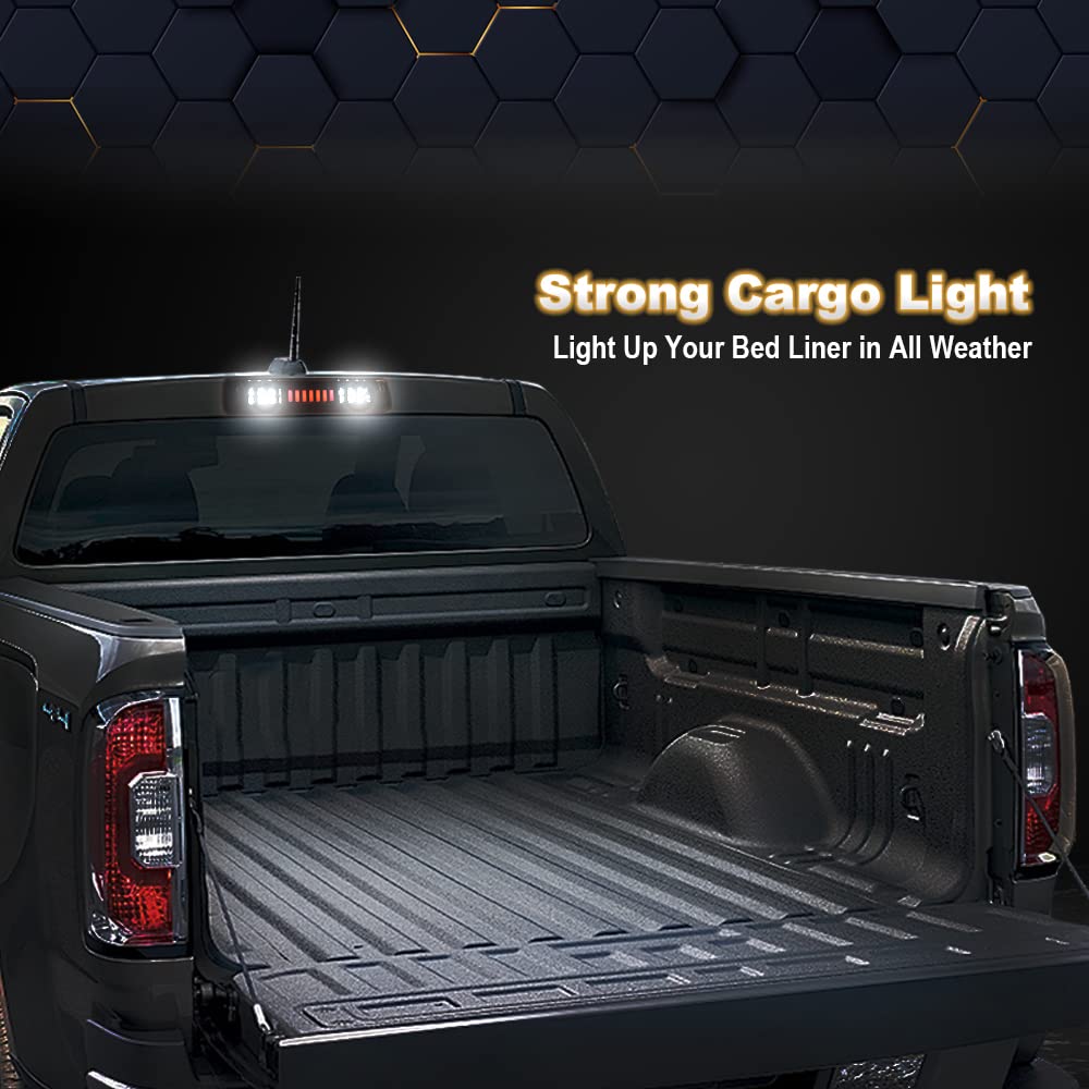 PIT66 3rd Brake Light, Compatible with 2015-2018 Colorado/Canyon I Type Led Bar High Mount Stop Light Rear Tail Cargo Lamps Tea Cover Black Housing