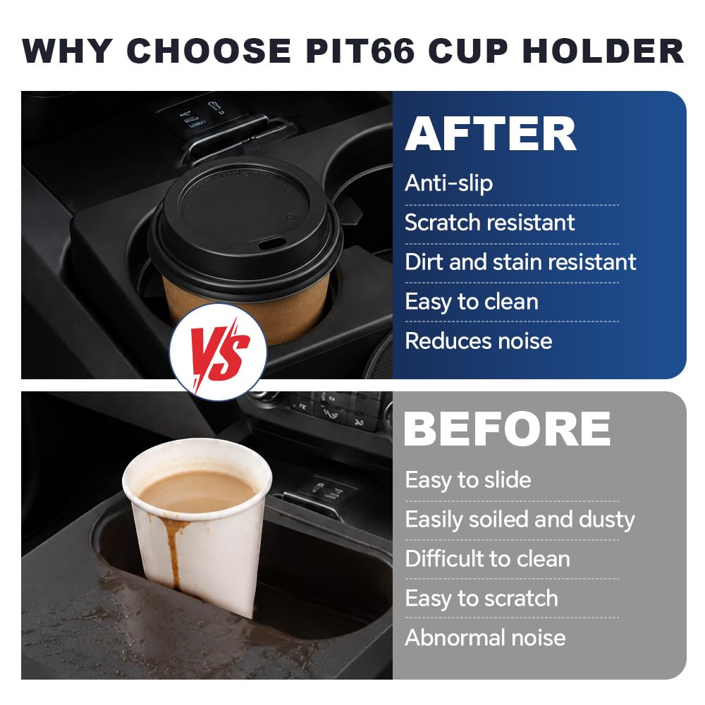 PIT66 Console Cup Holder Insert Fit Chevy Silverado GMC Sierra 2007-2014
