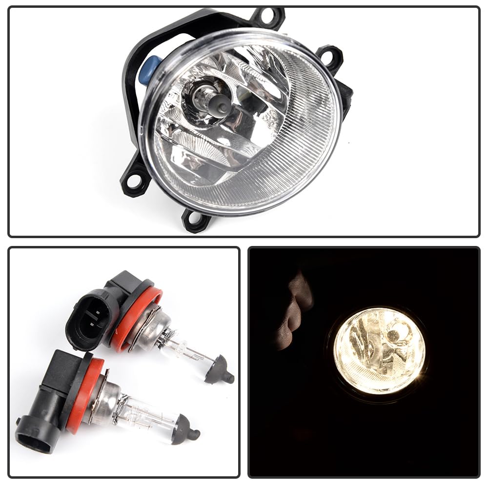 PIT66 Front Bumper Fog Lights, Compatible with 2016-2017 Toyota RAV4 (NOT Fit Models Manufactured in Japan) Clear Lens Bumper Fog Light Assembly Driver & Passenger Side Left/Right 520400R030