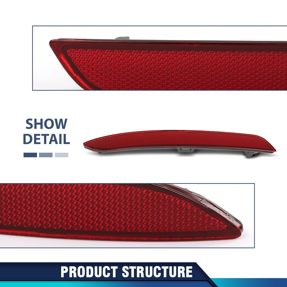 PIT66 Rear Bumper Reflector Left Driver Side Compatible with BMW 528i 535i 550i xDrive M5 2011-2016 63147842955 Red Lens