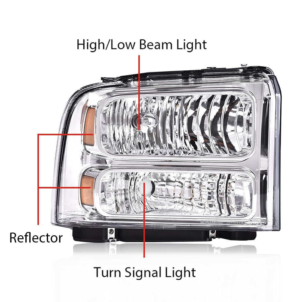 PIT66 Headlights Assembly Fit 1999-2004 Ford F250 F350 F450 F550 Super Duty