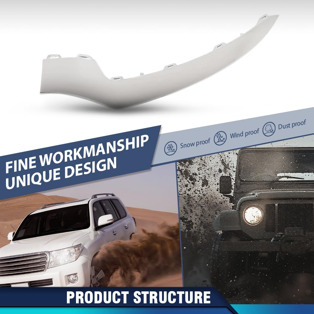 PIT66 Front Left Side Bumper L:ower Trim Molding 1 Pc, MB1046131 Silver