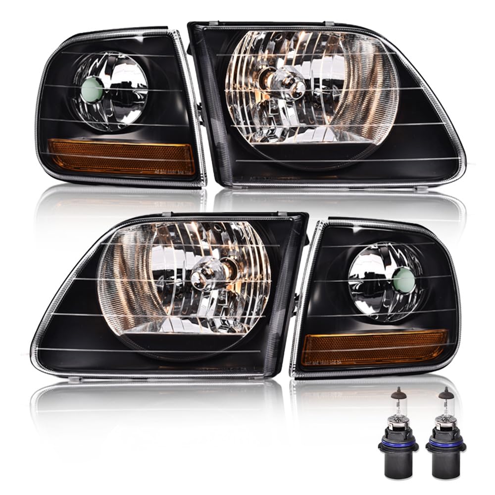 PIT66 Headlights Assembly Halogen Fit 1998-2003 Ford F150, 04 F150 Heritage