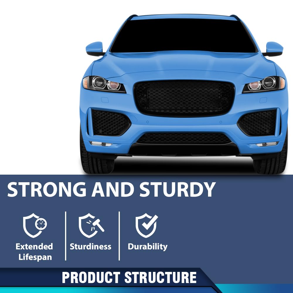 PIT66 Fog Light Cover Front Right Side Compatible with Jaguar F-Pace First Edition 2017, Fit Jaguar F-Pace (submodel: R-Sport, S) 2017-2020, Fit Models with Open Side Mesh T4A6215, JA1039106 Black