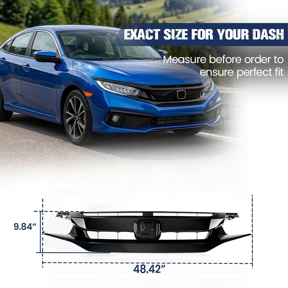 PIT66 Front Hood Mesh Grille Guards Fit Honda Civic 2019-2021 ABS Plastic