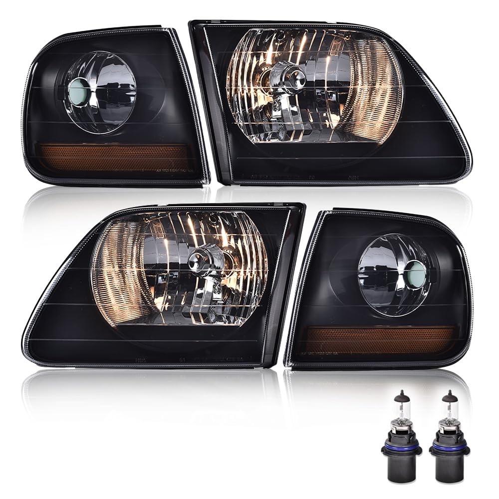 PIT66 Headlights Assembly Halogen Fit 1998-2003 Ford F150, 04 F150 Heritage