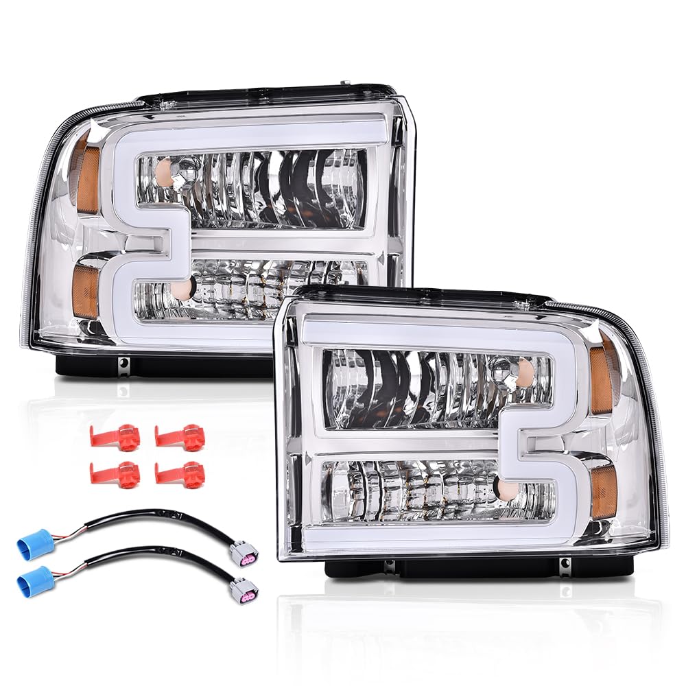 PIT66 LED DRL Headlights Fit 2005-2007 Ford F250 F350 F450 F550 Super Duty