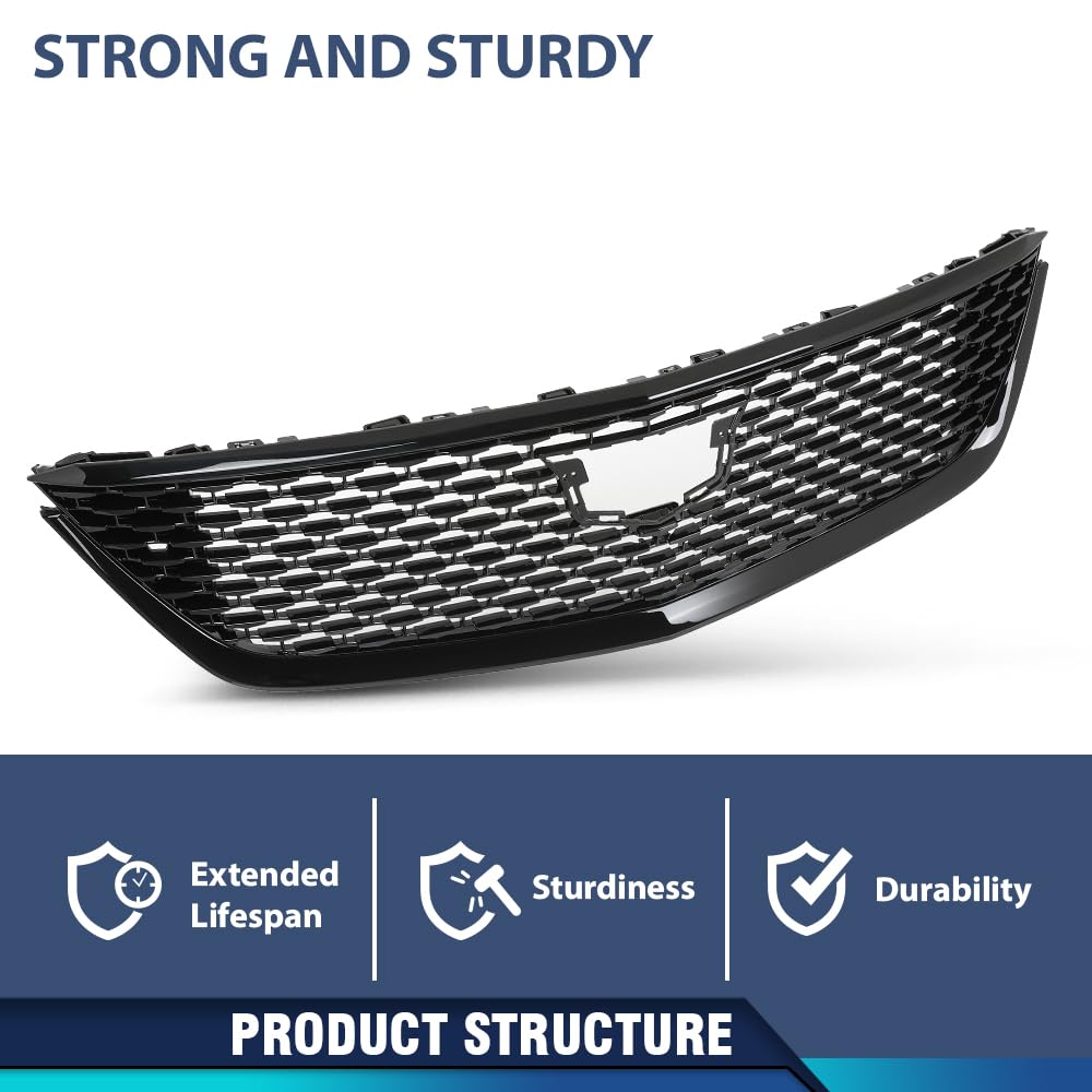 PIT66 Front Bumper Hood Grille Fit Cadillac CT5 2020-2023 Gloss Black