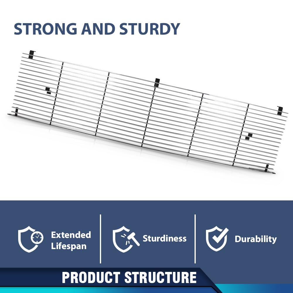 PIT66 Front Billet Grille Compatible with Chevy Blazer Suburban/GMC Jimmy Suburban 1981-1988, Fit Chevy GMC C/K Pickup 1981-1987, Only Fit for Phantom Style With Stacked Lights Models