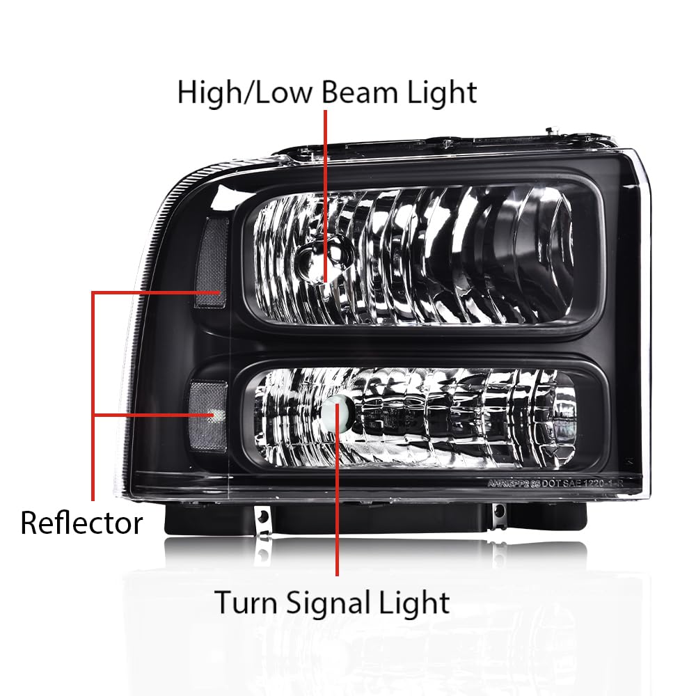 PIT66 Headlight Assembly Fit 1999-2004 Ford F250 F350 F450 F550 Super Duty
