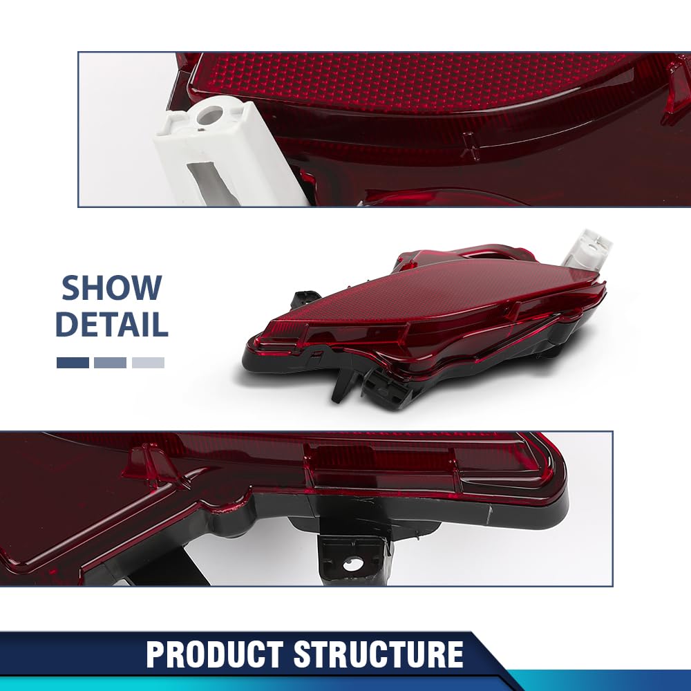 PIT66 Rear Left Bumper Reflector Compatible with Toyota Highlander 2020-2023/XSE 2021-2023 Fit Toyota Highlander Hybrid Bronze Edition 2022-2023 81490-0E060, 814900E060, TO1184117 Red Lens