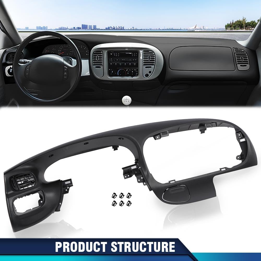 PIT66 Radio Dash Bezel&Center Dash Fit Ford F150 Expedition 1997-2003 Black
