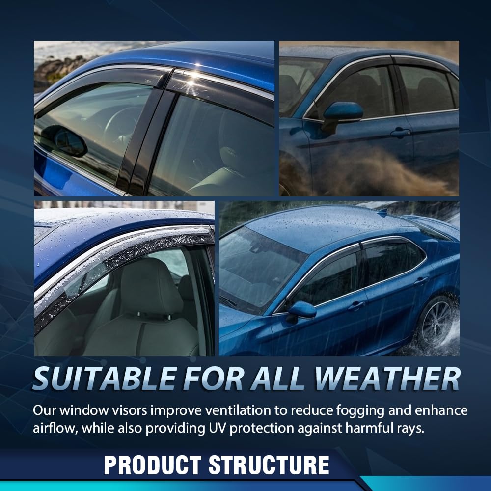 PIT66 in-Channel Ventvisor Window Deflectors Fit Toyota Camry 2018-2024