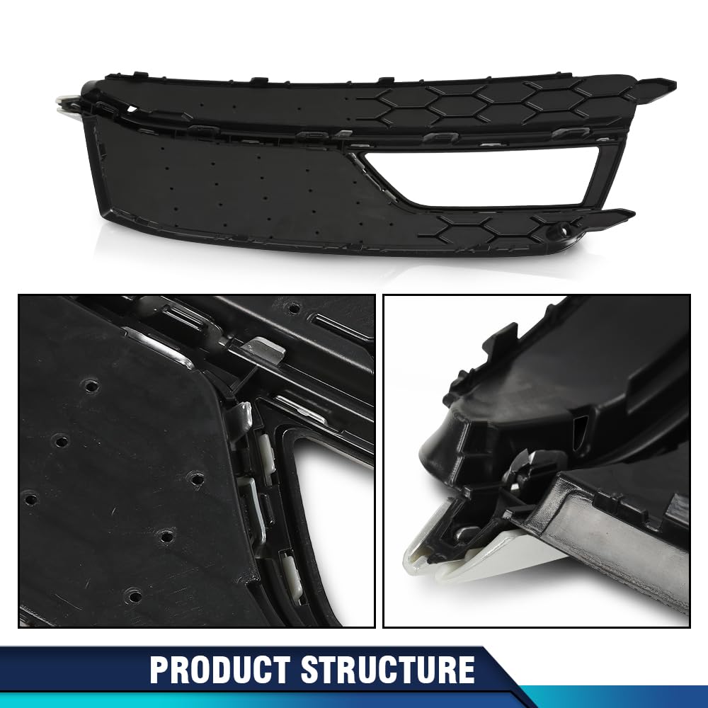 PIT66 Front Bumper Fog Light Grille Grill Cover Driver and Passenger Side Compatible with 2013-2016 Audi A5 S-Line/S5 (Facelift | LCI),NOT FIT for models with standard/RS bumper Honeycomb Style