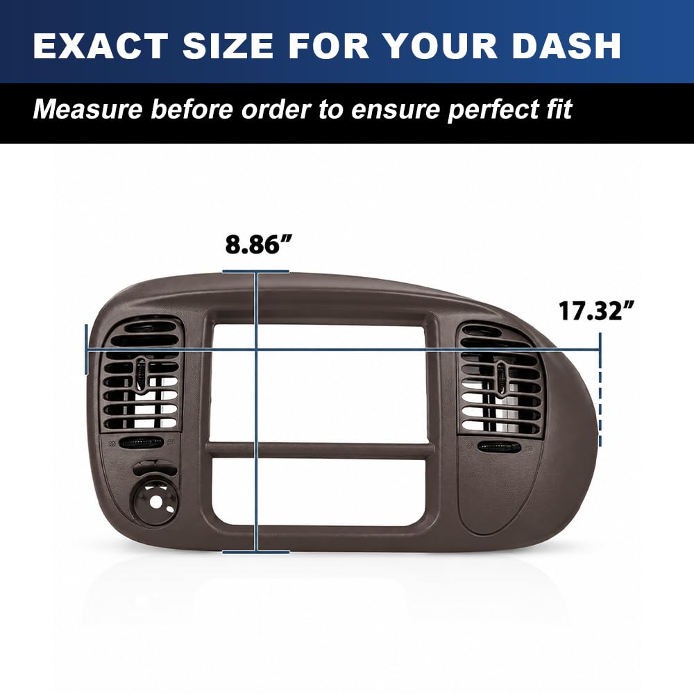 PIT66 Center Dash Bezel Fit 2000-2003 Ford F150/2000-2002 Expedition Brown