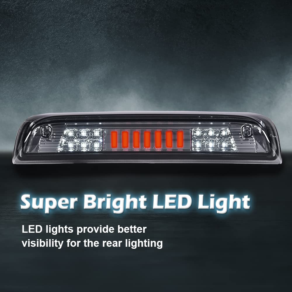 PIT66 3rd Brake Light, Compatible with 2014-2018 Chevy Silverado I Type Led Bar High Mount Stop Light Rear Tail Cargo Lamps White Smoked Lens Black Housing