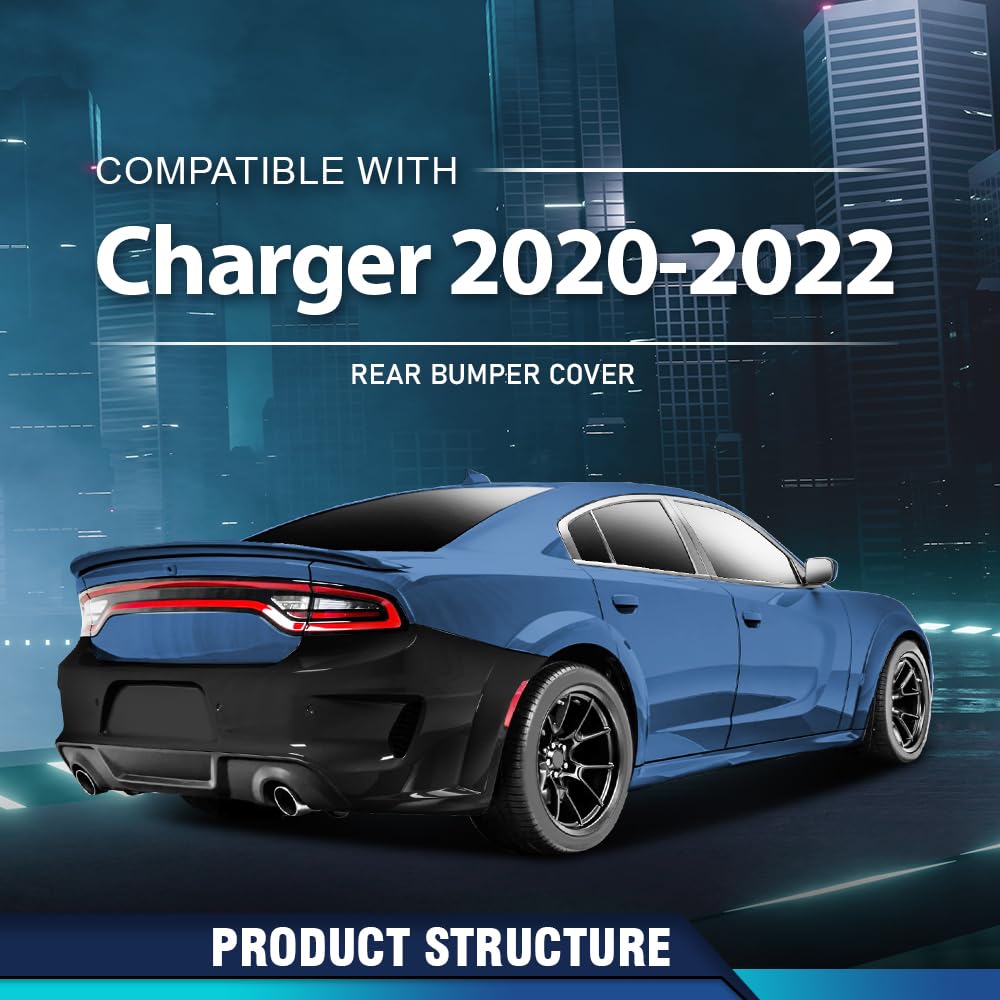 PIT66 Rear Bumper Cover w/Holes Compatible with Dodge Charger 2020-2023