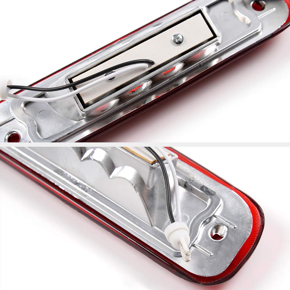 PIT66 LED 3rd Brake Light, Compatible with 97-01 Jeep Cherokee Third Brake Stop Lamp Light Red Lens Chrome Housing