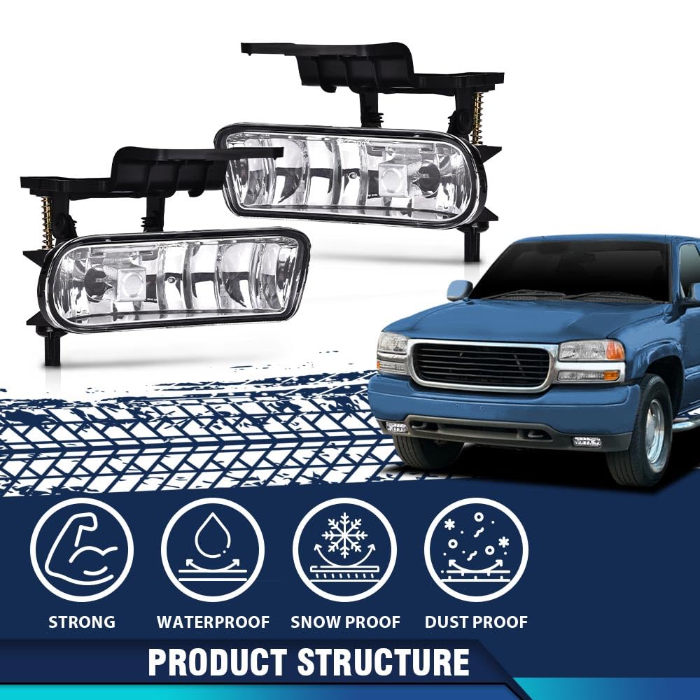 PIT66 Fog Lights, Compatible with 1999-2002 Chevy Silverado 1500 2500