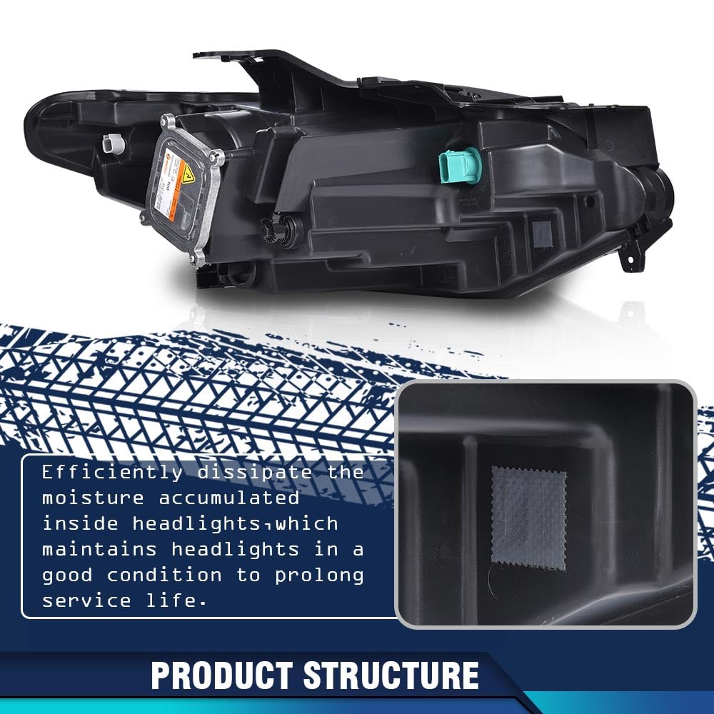 PIT66 HID/Xenon Headlight Assembly w/LED DRL & Side Marker Light w/o D3S HID Bulb Compatible with Chevy Traverse 2018-2021 84721414, GM2502487 Left Driver