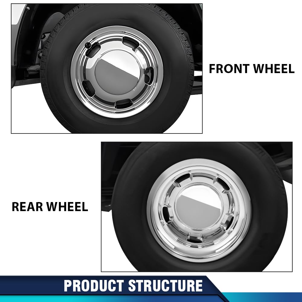 PIT66 4Pcs Chrome 17" Dually Wheel Simulators Fit Dodge Ram 3500 2003‑2018