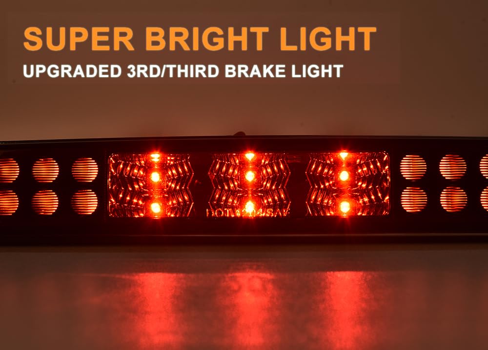 PIT66 LED 3rd Brake Light, Compatible with 99-15 F250 F350 F450 F550 Third Brake Stop Lamp Light Red Lens Chrome Housing