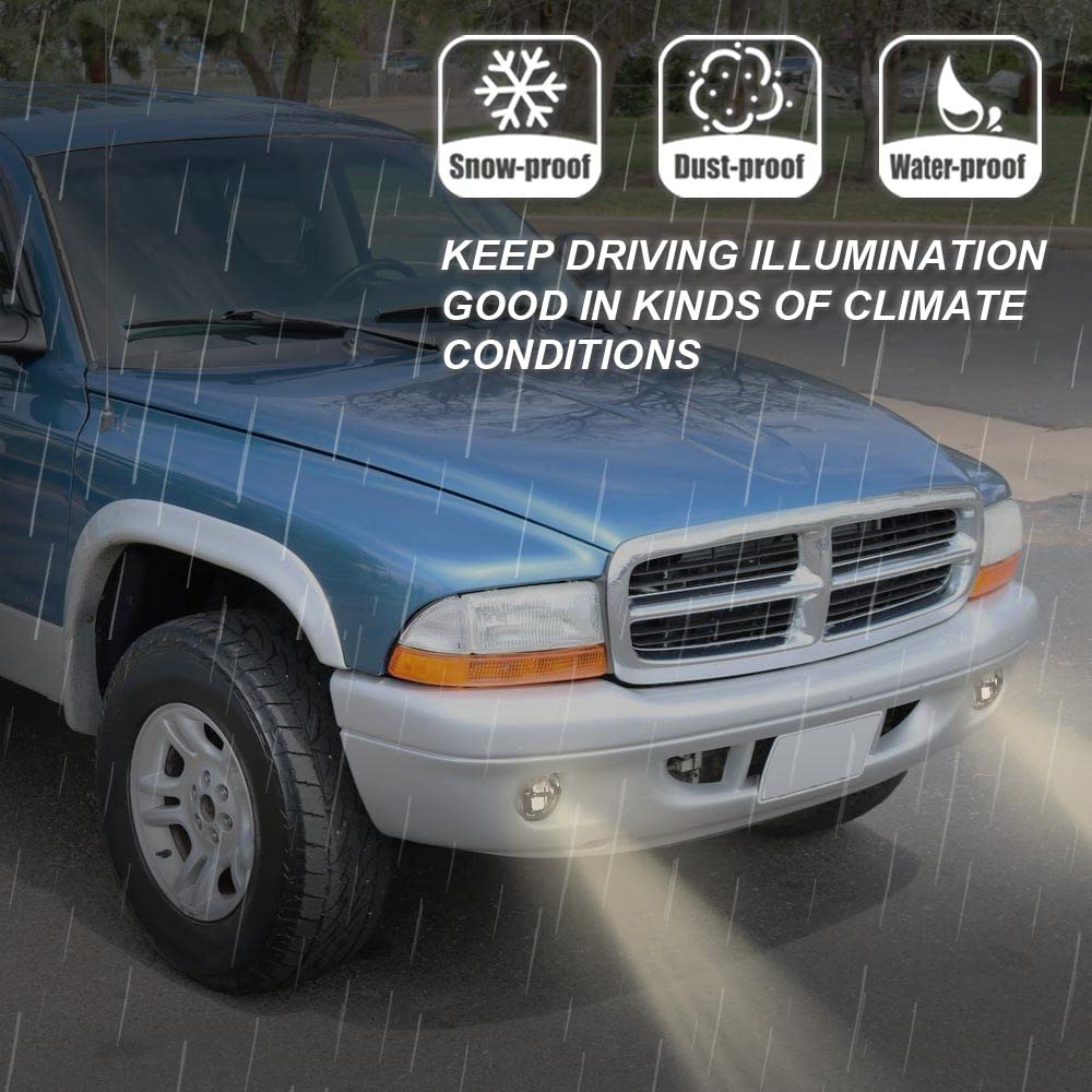 Speedmotor Front Bumper Fog Lights, Compatible with 2001-2003 Dakota R/T/2002,2004 Dakota SXT/2001-2004 Dakota/2001 Durango Base/2003 Durango SXT/2001-2003 Durango Driving Fog Light Lamps