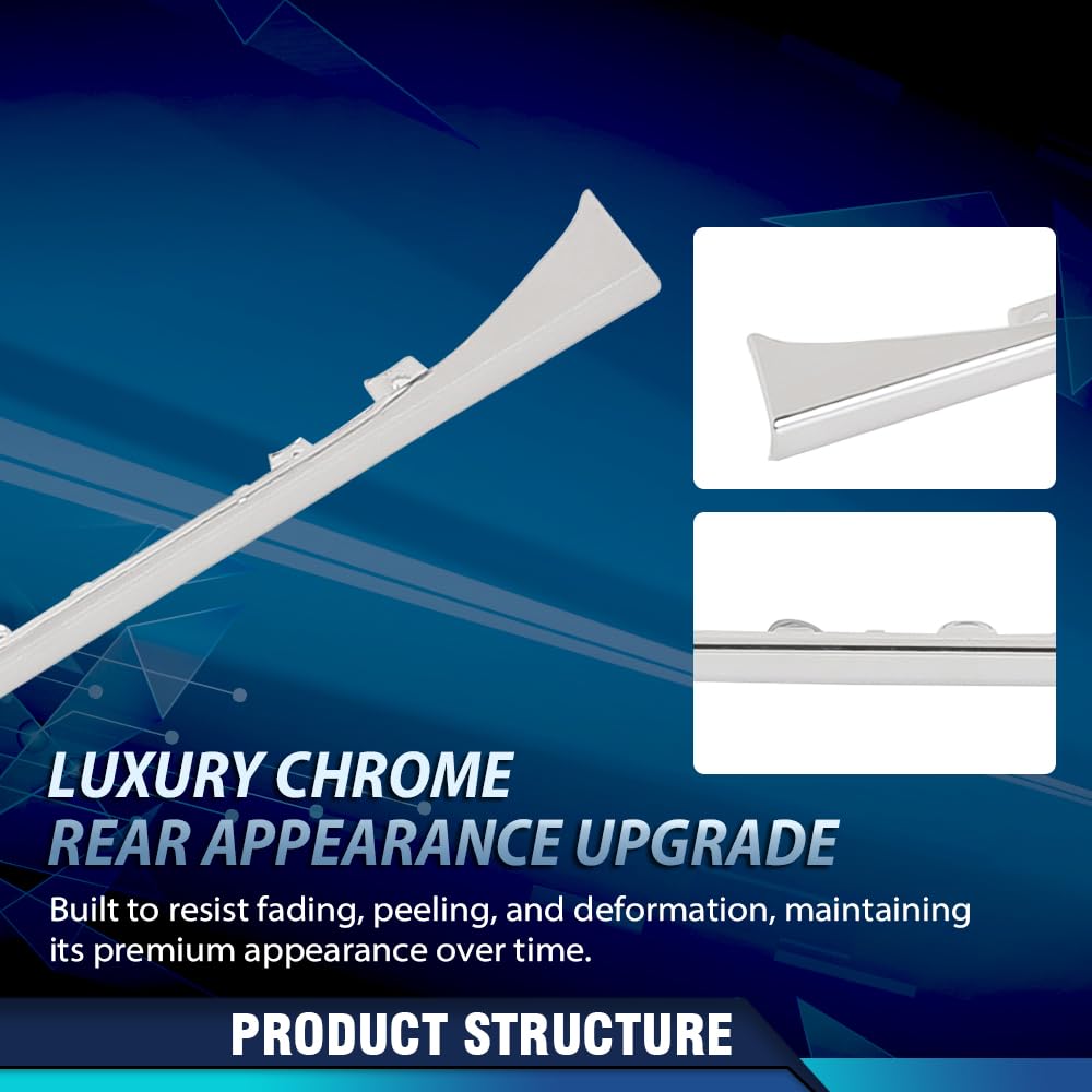 PIT66 Rear Bumper Cover Molding Trim, Replacement, Silver Rear Bumper Trim,