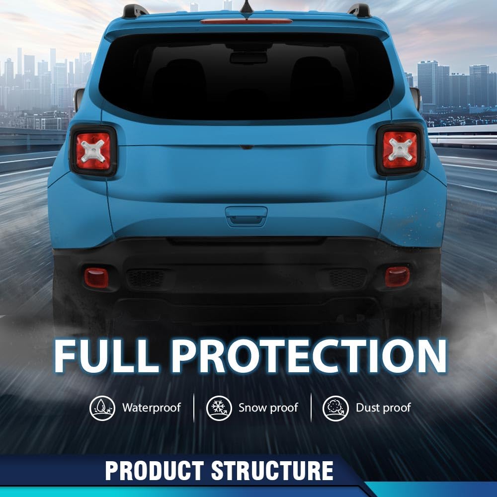 PIT66 Rear Bumper Cover Fascia Compatible with Jeep Renegade 2015-2023, Fit For Models With Park Assist Sensor Holes Only, For Use Without Trailer Hitch Hole CH1100A16, 187-01718E, 6AE89LXHAA Black