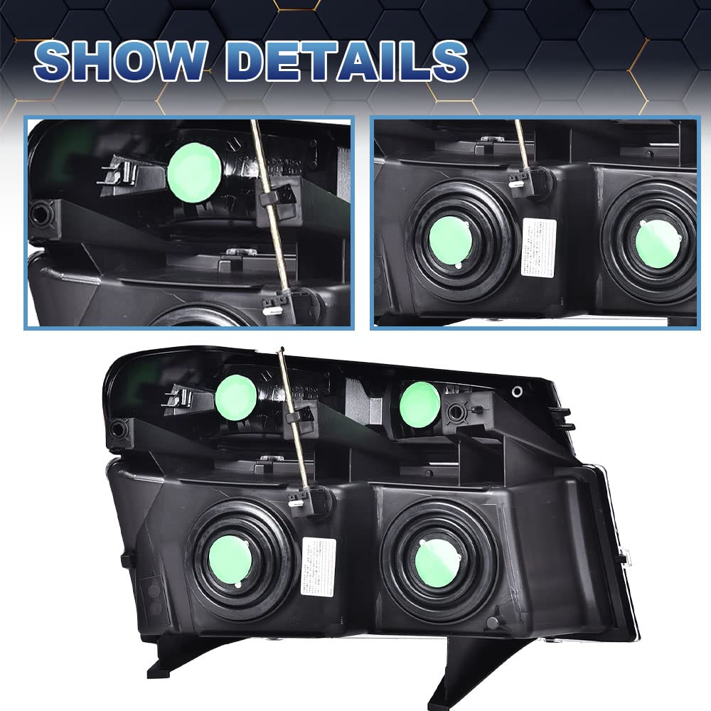 PIT66 Headlight Assembly Compatible with 2004-2012 Chevy Colorado / 04-12 GMC Canyon / 2006-2008 Isuzu i-Series Clear Lens Black Housing Amber Reflector Halogen Headlamp