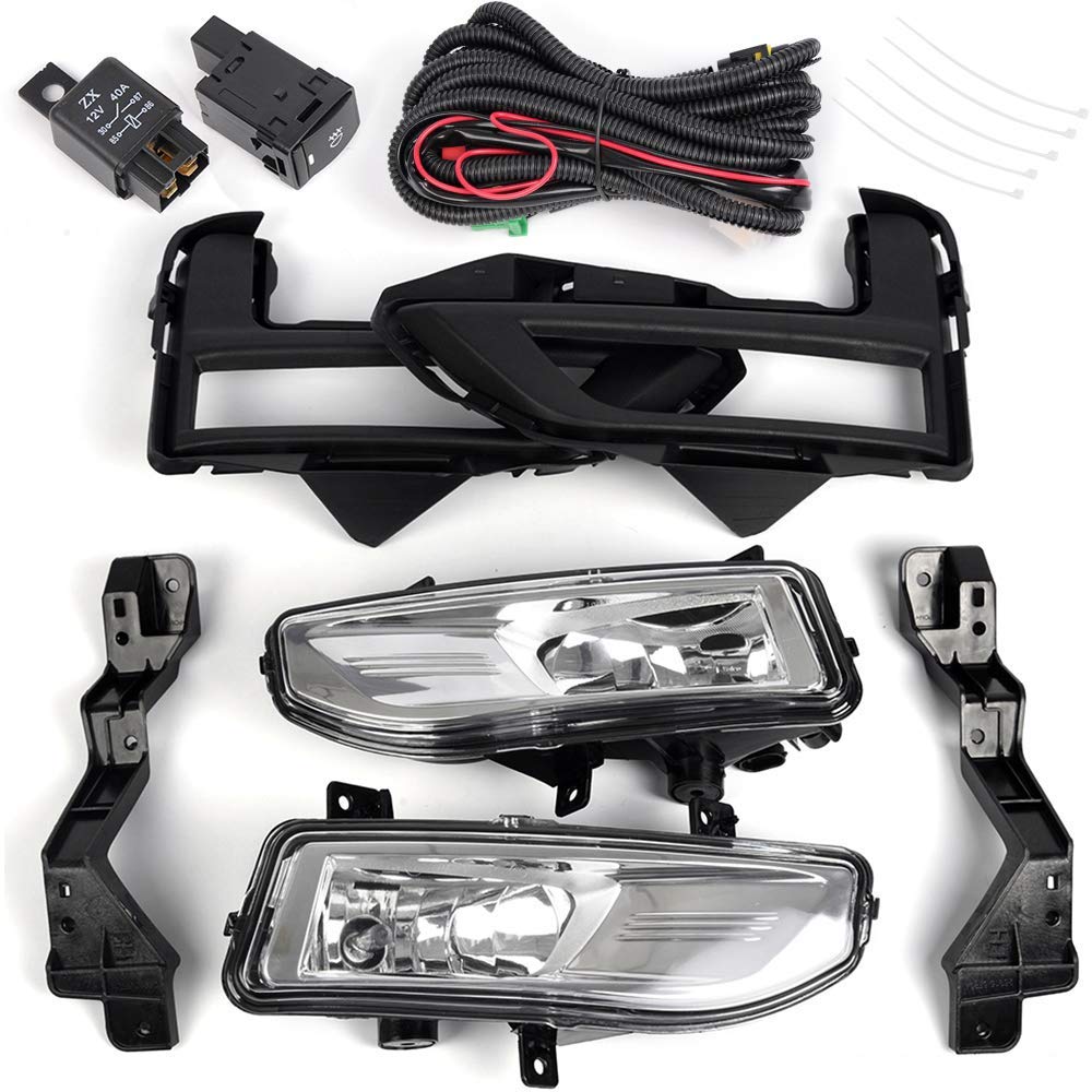PIT66 Front Bumper Fog Lights, Compatible with 2017-2018 Nissan Rogue Models Only (Also Compatible with X-Trail Models) Fog Light Assembly Driver & Passenger Side Left/Right, faros antiniebla