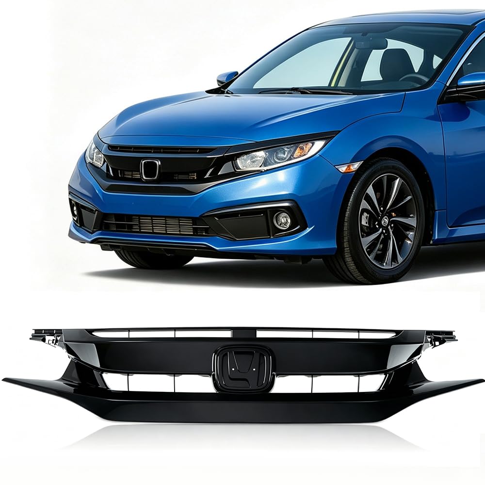 PIT66 Front Hood Mesh Grille Guards Fit Honda Civic 2019-2021 ABS Plastic