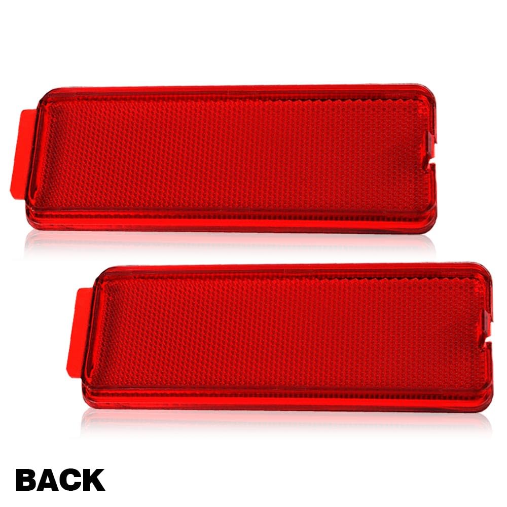 PIT66 Interior Front Rear Door Reflector Door Trim Panel Compatible with 1999-2007 Ford Super Duty F250 F350 F450 F550/2000-2005 Excursion Red Premium 2PCS