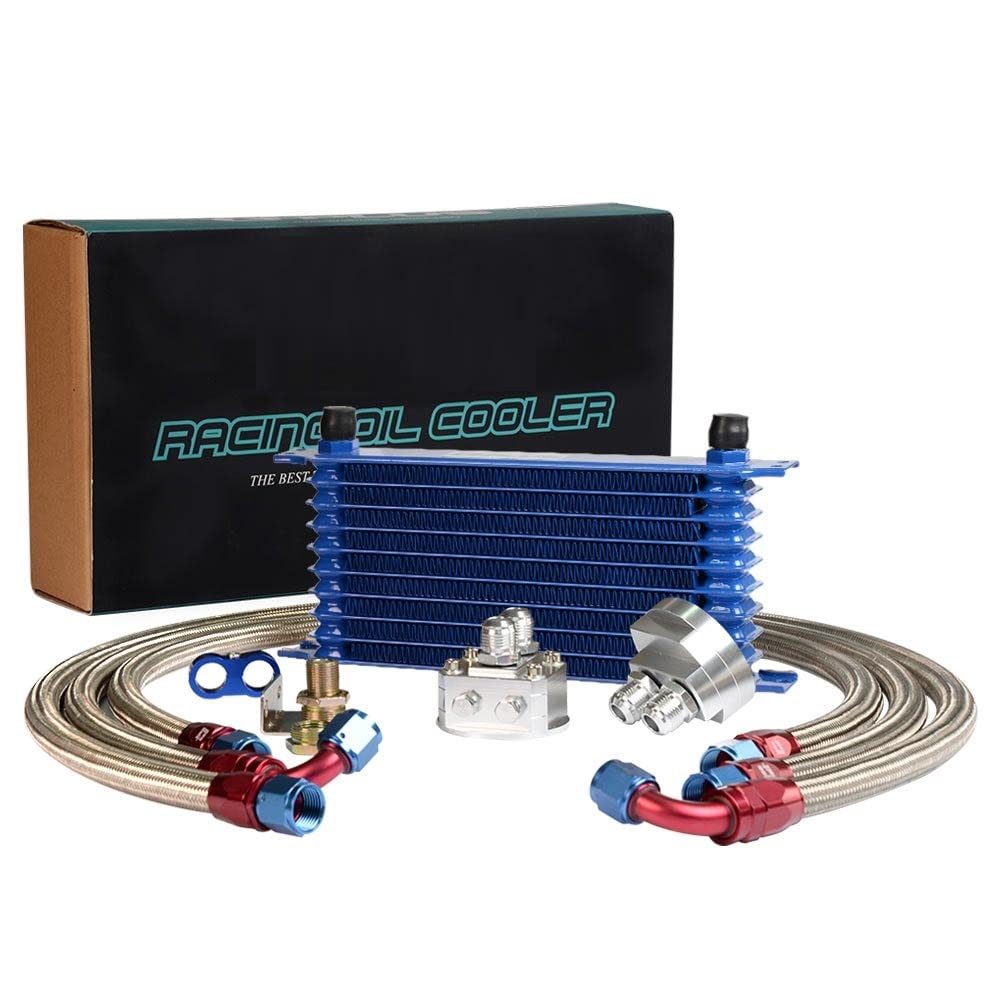PIT66 10 Row AN10 Engine Oil Cooler Relocation Kit Filter Adapter