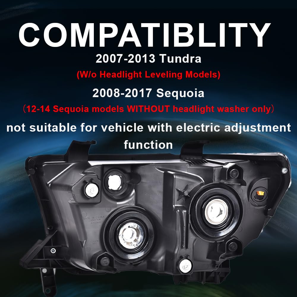PIT66 Headlights Assembly Fit 07-13 Tundra (W/O Headlight Leveling Models)