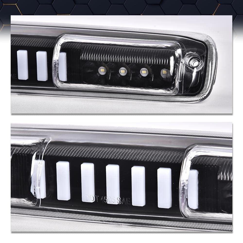 PIT66 LED 3rd Brake Light, Compatible With Chevy Silverado 99-07/Fit GMC Sierra 1500 2500HD 3500 99-07 High Mount Stop Parking Light I Type Third Brake Cargo Lamps Black Housing Clear Lens