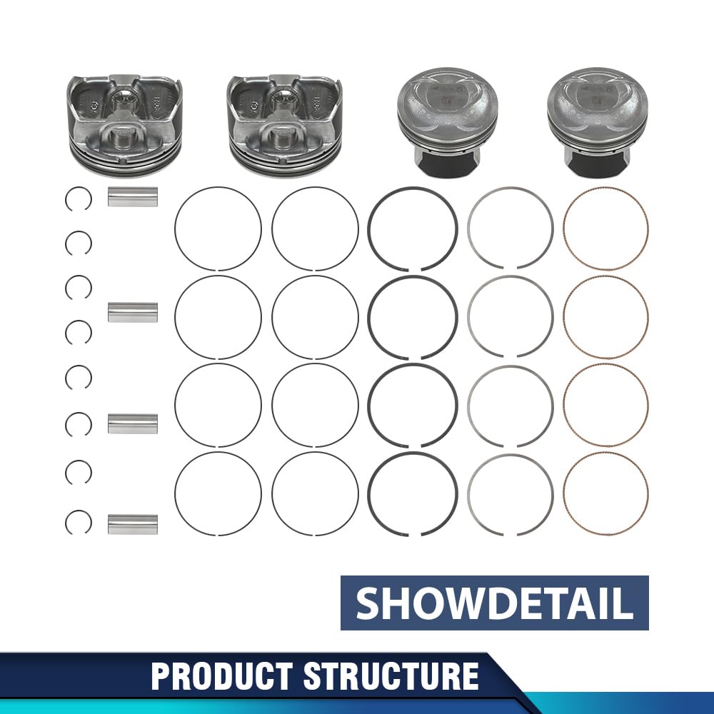 PIT66 0.50MM Engine Piston & Rings Set Compatible with Kia Optima, Sorento/Hyundai Sonata 2011-2013 2359CC L4 DOHC, Fit Hyundai Kia 2011-2019 for G4KJ 2.4L Engine 23040-2G500, 23410-2G500