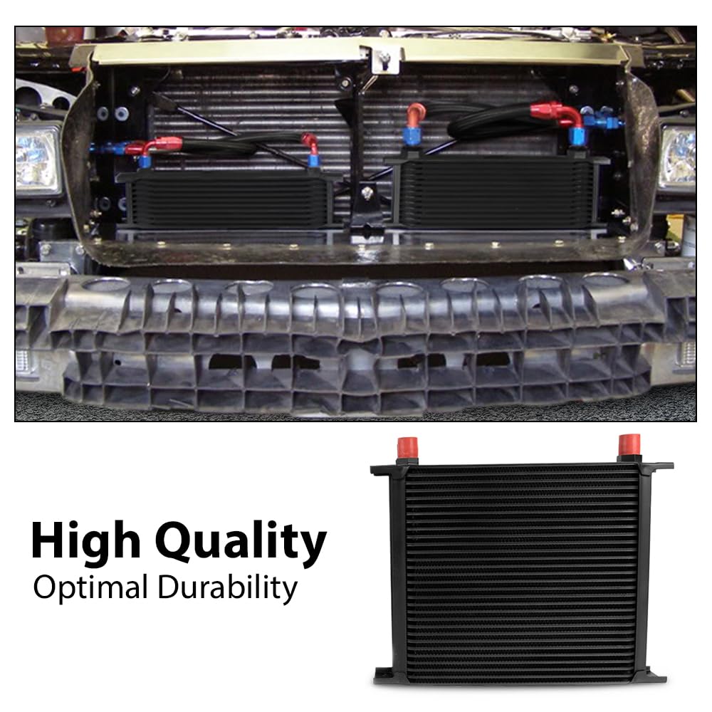 30 Row AN10-10AN Universal Engine Transmission Aluminum Oil Cooler Black