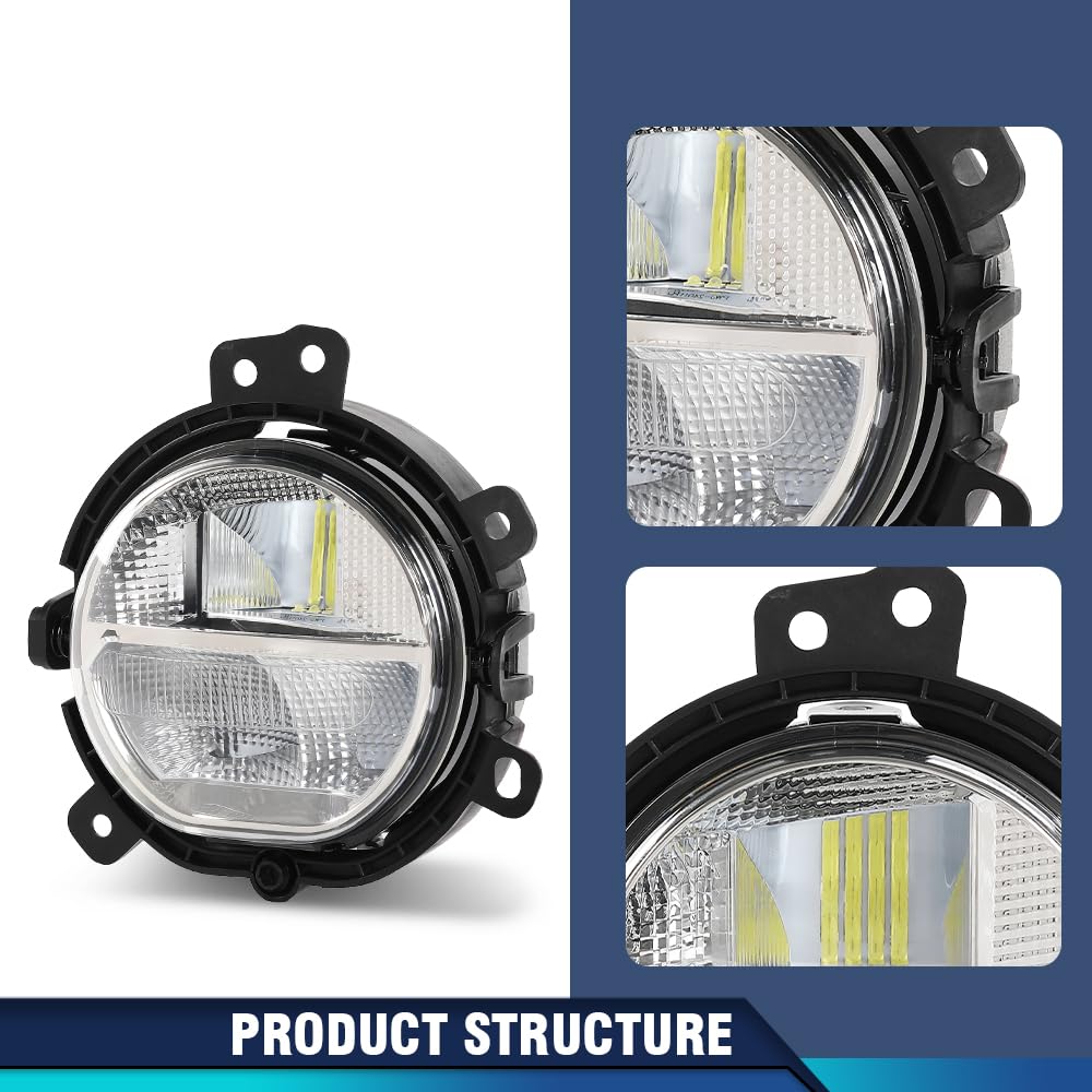 PIT66 LED Front Bumper Left Fog Light Lamp Assembly Compatible with Mini Cooper F54 F55 F56 F57 2014-2021 63177329171 Clear Lens
