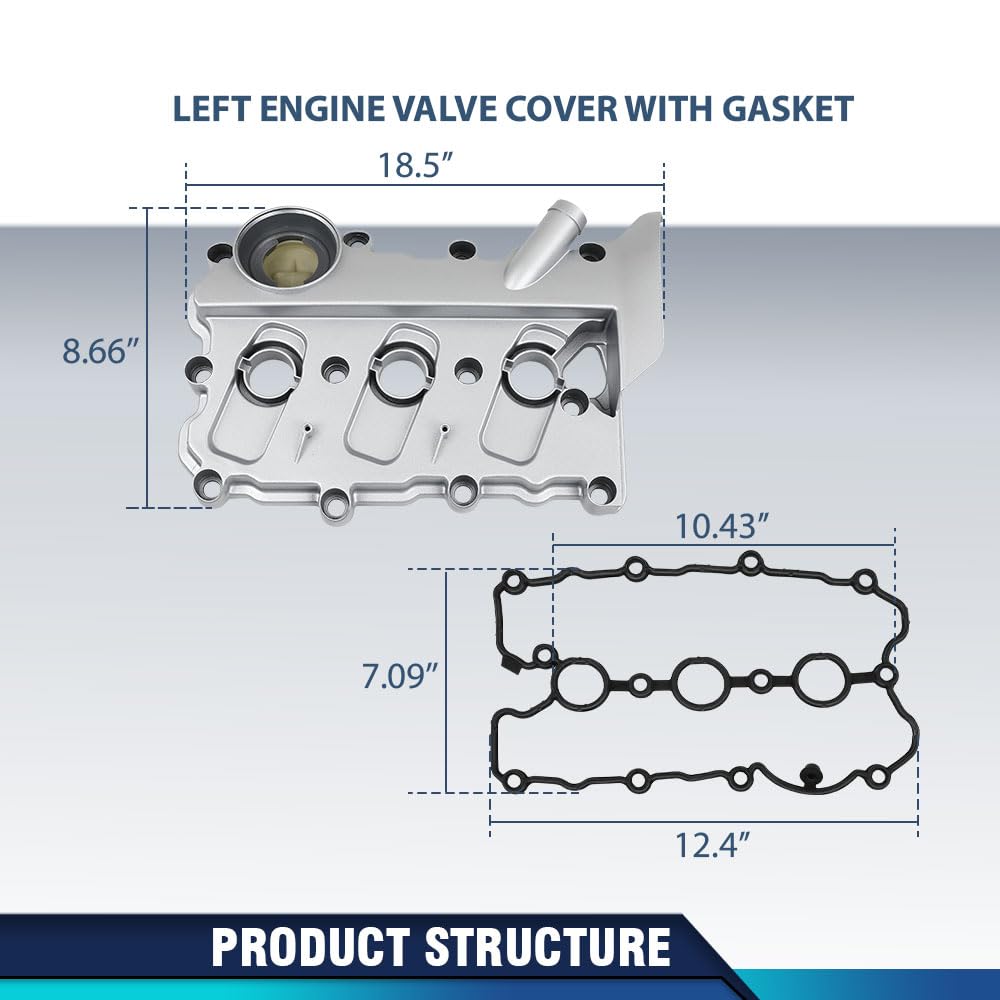 PIT66 Engine Valve Cover w/Gasket Compatible with Audi A4 2005-2008,Compatible with Audi A6 2005-2011 06E103471G, V104953, 0360037