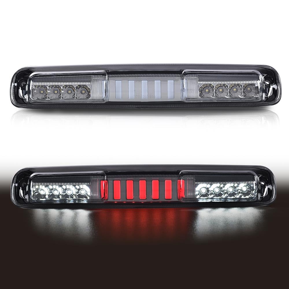 PIT66 LED 3rd Brake Light,Compatible with 99-07 Chevy Silverado/99-07 GMC Sierra 1500 2500HD 3500 High Mount Stop Parking Light I Type Third Brake Cargo Lamps Chrome Housing Clear Lens