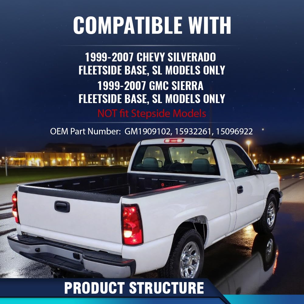 PIT66 Tailgate Cap Fit Chevy Silverado GMC Sierra 1999-2007 Fleetside